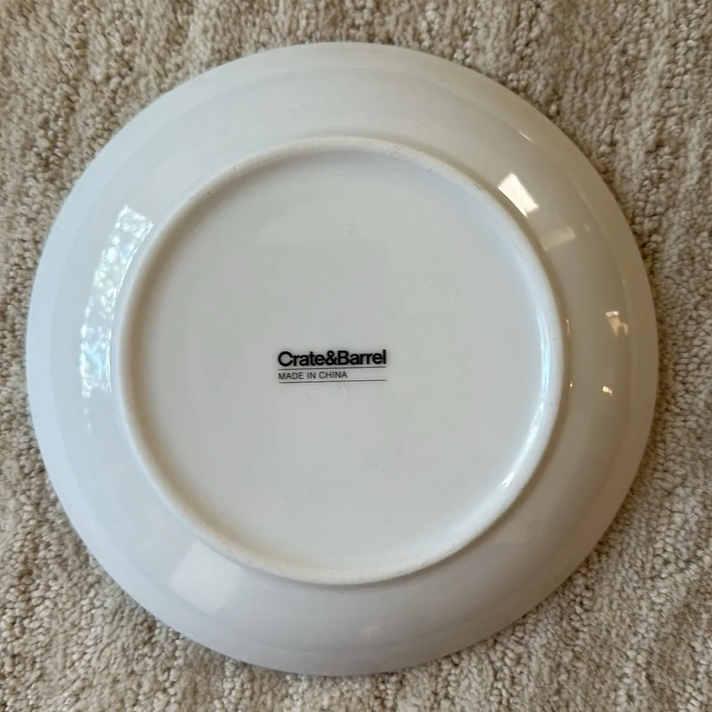 Set of 4 Crate Barrel Appetizer Plates Drinks Shake Sip Stir Chill